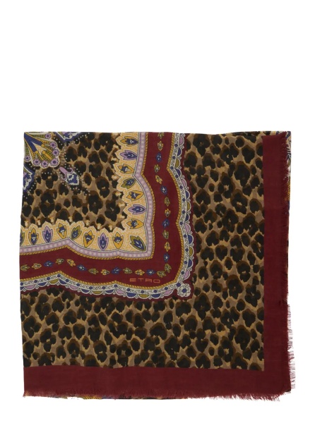 Esarfa 'Aida' multicolor Scarf with logo lettering and all-over print in modal and cashmere for women