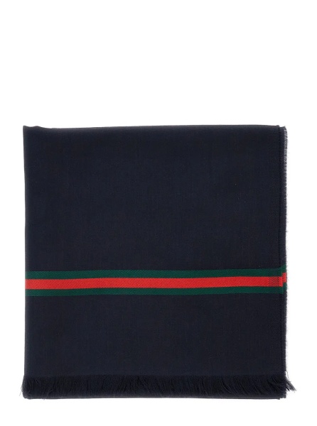 Esarfa Blue Scarf with Web Detail in Silk Twill for Men
