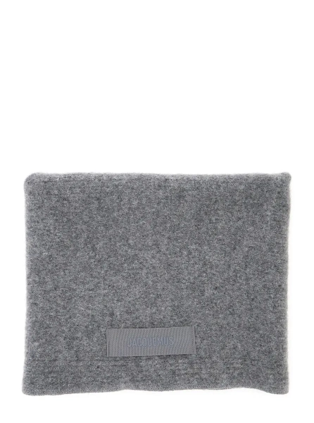 Esarfa LE CHALE GROS GRAIN is a unisex scarf made of gray alpaca and merino wool