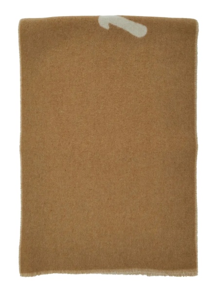 Esarfa MAISON KITSUNÉ Beige Bicolor Scarf with Logo Lettering in Wool Blend Man