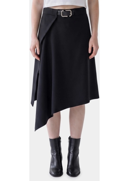 Fusta Asymmetric Midi Skirt With Belt