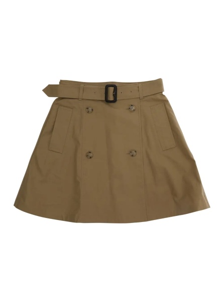 Fusta beige Skirt with adjustable waist belt in cotton for Girl