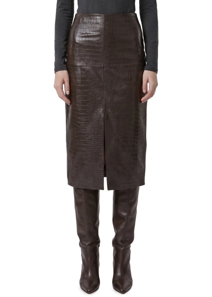 Fusta Crocodile Print Midi Skirt