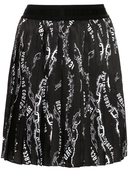 Fusta cu pliuri Versace Jeans Couture neagra