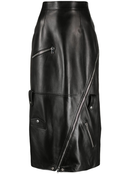 Fusta cu talie inalta Alexander McQueen neagra din piele
