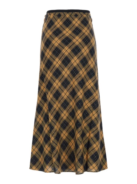 Fusta 'Gusana' Yellow Skirt with logo lettering at the waist and Check motif all-over in viscose for women