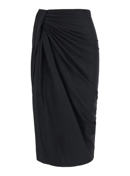 Fusta 'JELDIA' black Skirt with ruched design in fabric and wool for women