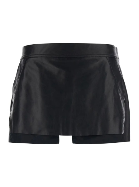 Fusta Miniskirt 'Fog' with Cut-Out on the Front and Zip Closure on the Back in Black Leather for Women