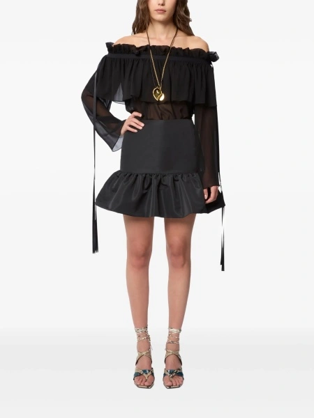 Fusta Nina Ricci neagra din poliester reciclat