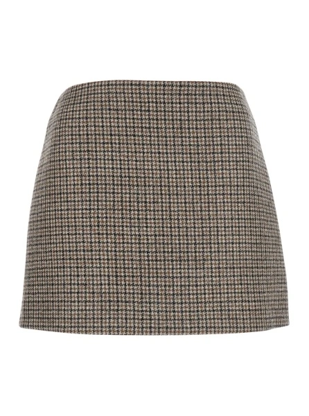 Fusta P.A.R.O.S.H. Beige miniskirt with all-over check motif in wool for women