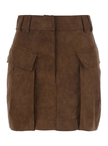 Fusta Skirt with pleats and Tech Fabric in brown for women