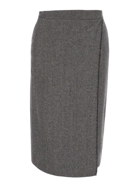 Fusta 'Svevia' Grey Skirt with herringbone motif in wool blend for women