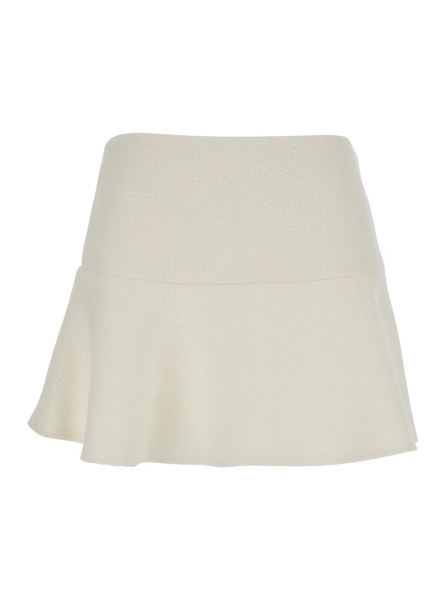 Fusta White Skirt with Hidden Side Closure in Wool Boucle Woman