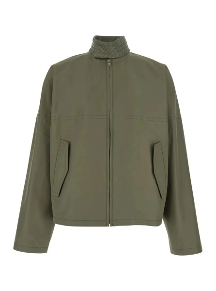 Geaca bomber Bottega Veneta verde din bumbac