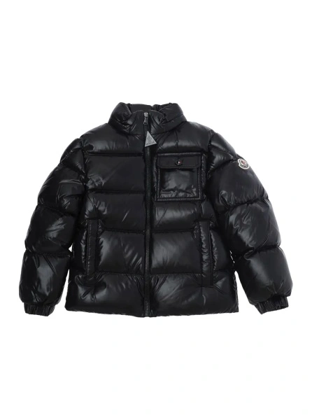 Geaca de Iarna 'ALAXIOS' Black Down jacket with zip closure and logo patch on the sleeve in Tech Fabric Boy