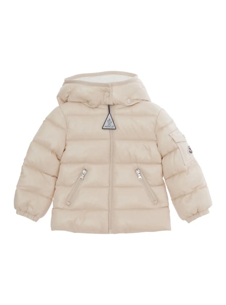 Geaca de Iarna 'Bady' Pink down jacket with hood and logo patch on the sleeve in Tech Fabric baby