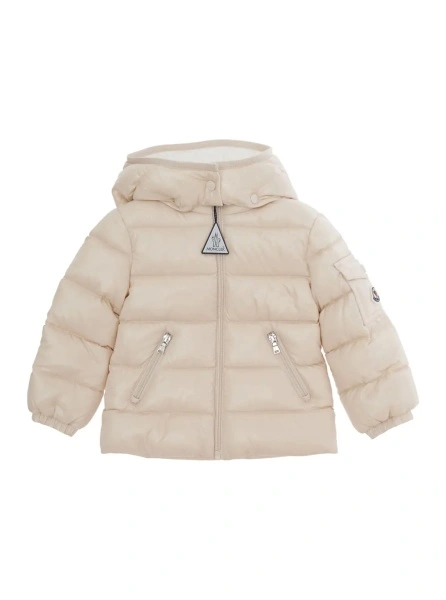 Geaca de Iarna 'Bady' Pink down jacket with hood and logo patch on the sleeve in Tech Fabric baby