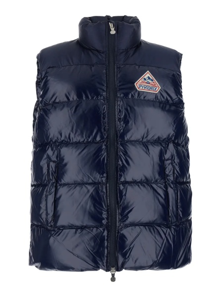 Geaca de Iarna Blue Sleeveless down jacket with high neck and logo patch on the front in Tech Fabric unisex