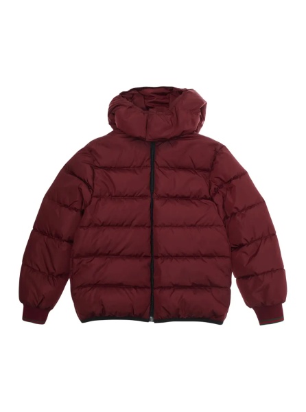 Geaca de Iarna Bordeaux Down Jacket with Fixed Hood and Web Details on the Edges in Tech Fabric Boy