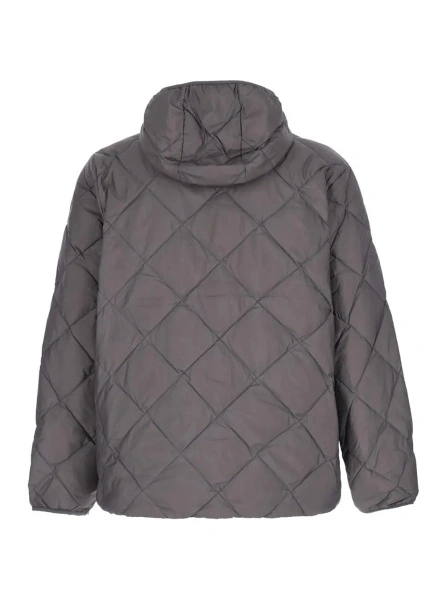Geaca de Iarna Grey Down jacket with hood and two zip pockets on the front in Tech Fabric for men