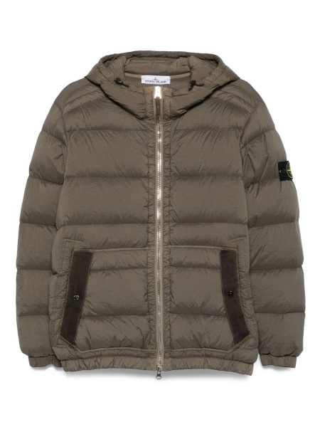 Geaca de iarna Stone Island verde din poliamida si elastan