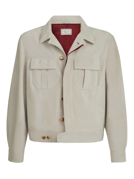 Geaca de piele Brunello Cucinelli neutra