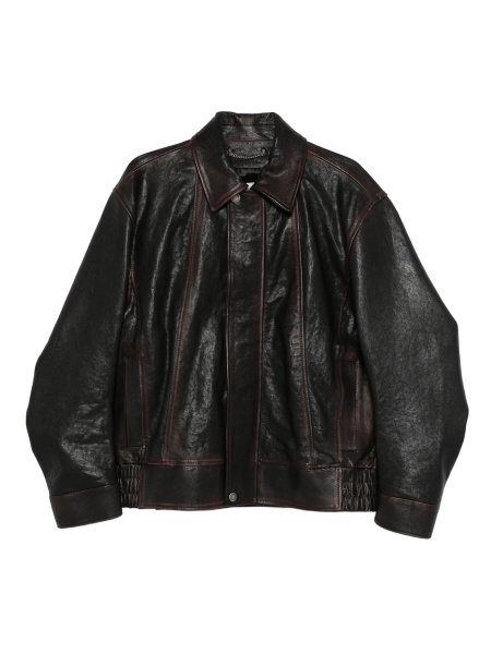 Geaca de piele Golden Goose maro din piele