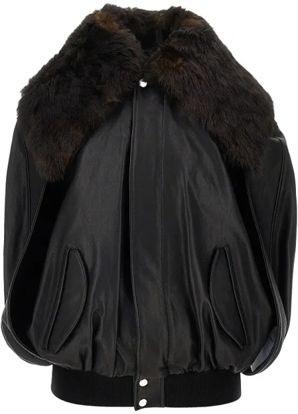 Geaca de Piele Nappa leather bomber cape