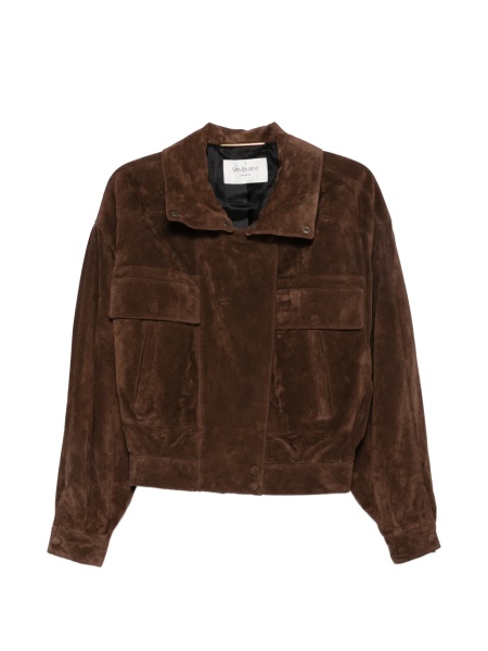 Geaca de piele Saint Laurent maro din piele intoarsa