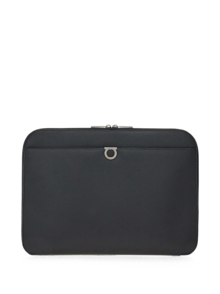 Geanta de laptop Ferragamo gancini neagra din piele