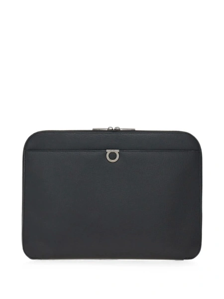 Geanta de laptop Ferragamo gancini neagra din piele