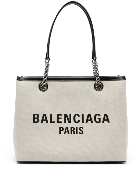 Geanta de mana Balenciaga neutra din piele si material textil