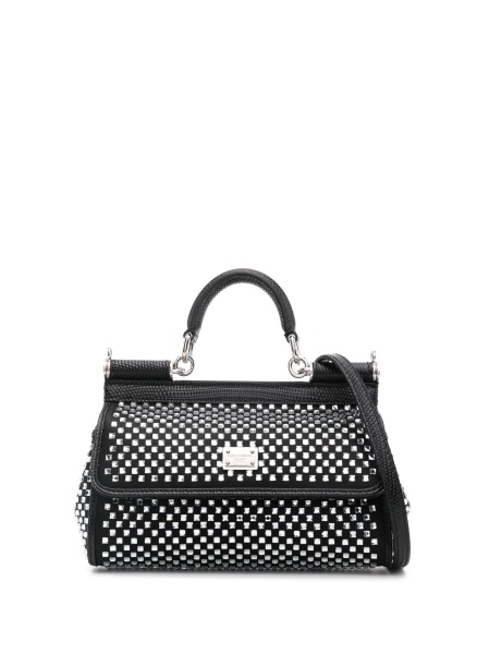 Geanta de mana Dolce & Gabbana Sicily neagra din matase si piele