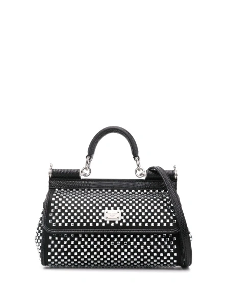 Geanta de mana Dolce & Gabbana Sicily neagra din matase si piele
