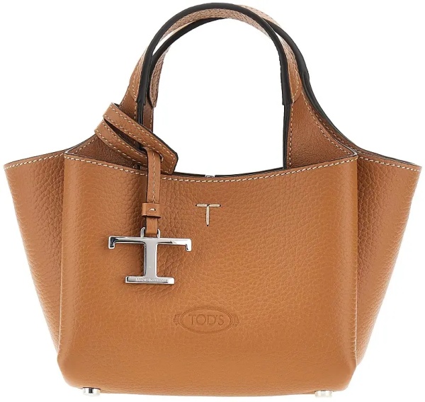 Geanta de mana Grained leather mini shopping bag