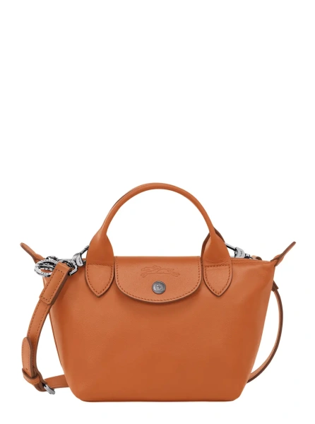 Geanta de mana Handbag 'Le Pliage Xtra' with Adjustable and Removable Shoulder Strap and Logo Embossed on the Front in Brown Leather for Women