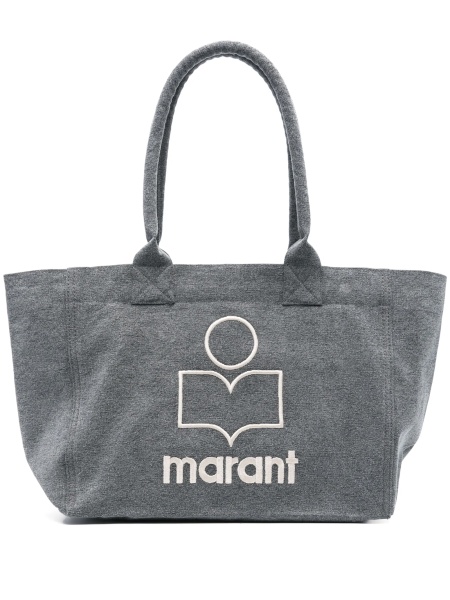 Geanta de mana Isabel Marant gri din bumbac organic