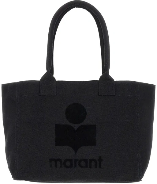 Geanta de mana Isabel Marant neagra din canvas 'Yenky Zipped'