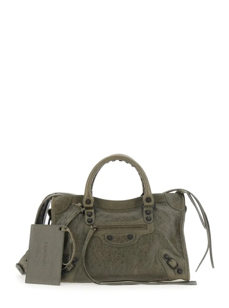 Geanta de mana 'Le City Bag' Green Small Handbag with Adjustable and Removable Shoulder Strap in Leather for Women