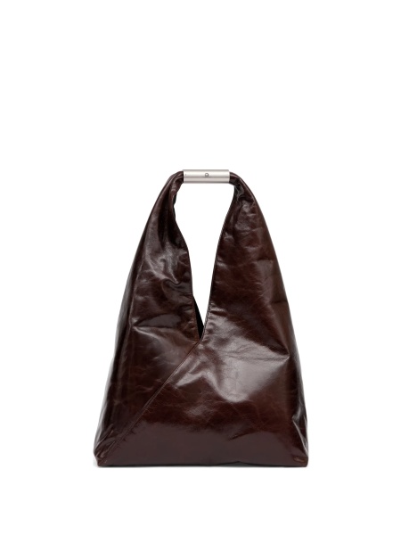 Geanta de mana MM6 Maison Margiela maro din piele si metal