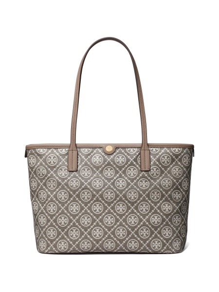 Geanta de mana Tory Burch gri din bumbac