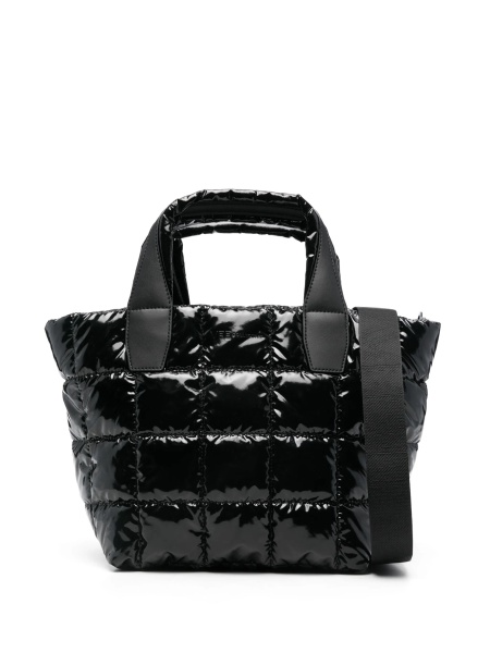 Geanta de mana VEECOLLECTIVE neagra din nylon si piele reciclata