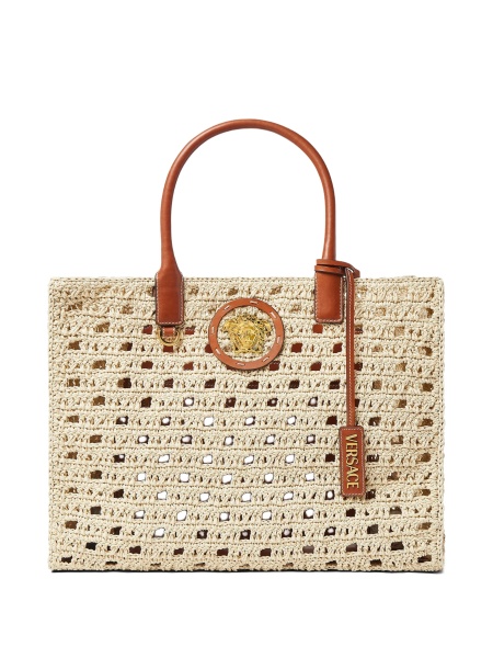 Geanta de mana Versace neutra din rafie