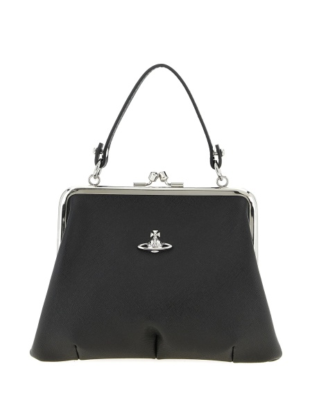 Geanta de mana Vivienne Westwood neagra din bumbac si poliuretan