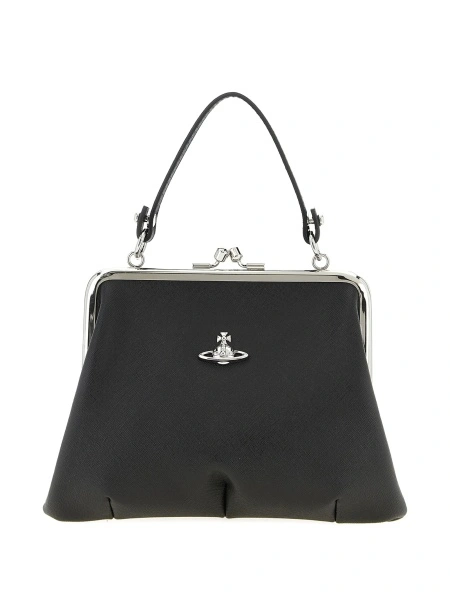 Geanta de mana Vivienne Westwood neagra din bumbac si poliuretan