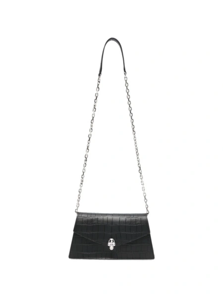Geanta de umar Alexander McQueen neagra din piele