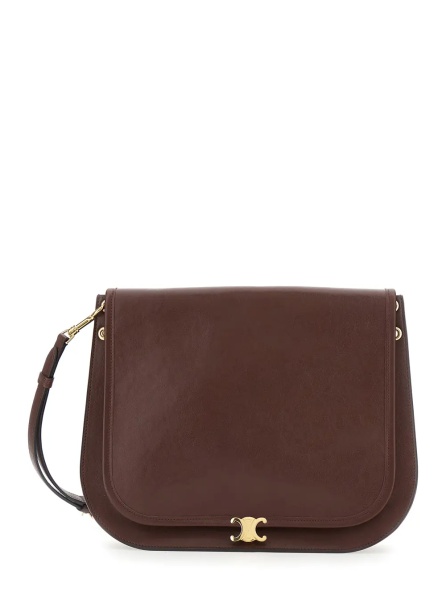 Geanta de umar Brown Shoulder bag with adjustable and removable strap and Triomphe plaque on the front in leather for women