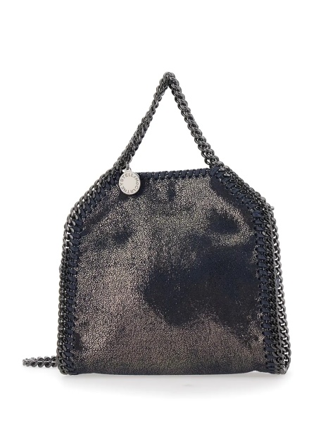 Geanta de umar Falabella Tiny Tote Bag with Dark Ruthenium Chain and Blue Ecoleather