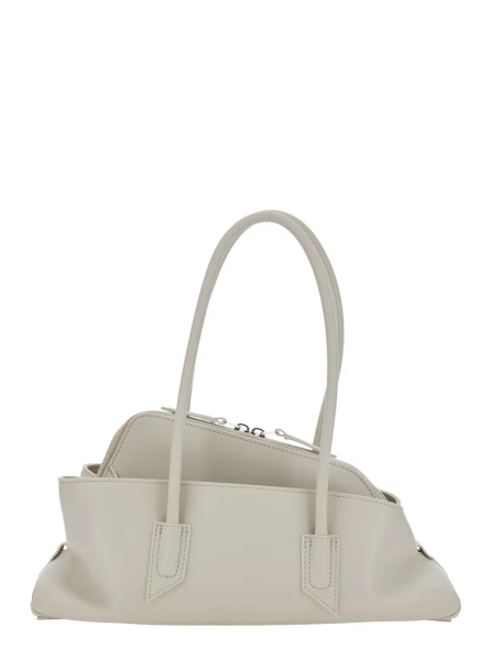 Geanta de umar 'La Passeggiata' White Small Shoulder bag with Top Handles and Asymmetric Design in Leather for Women