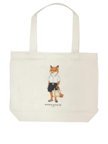 Geanta de umar MAISON KITSUNÉ "Dressed Fox" large shoulder bag